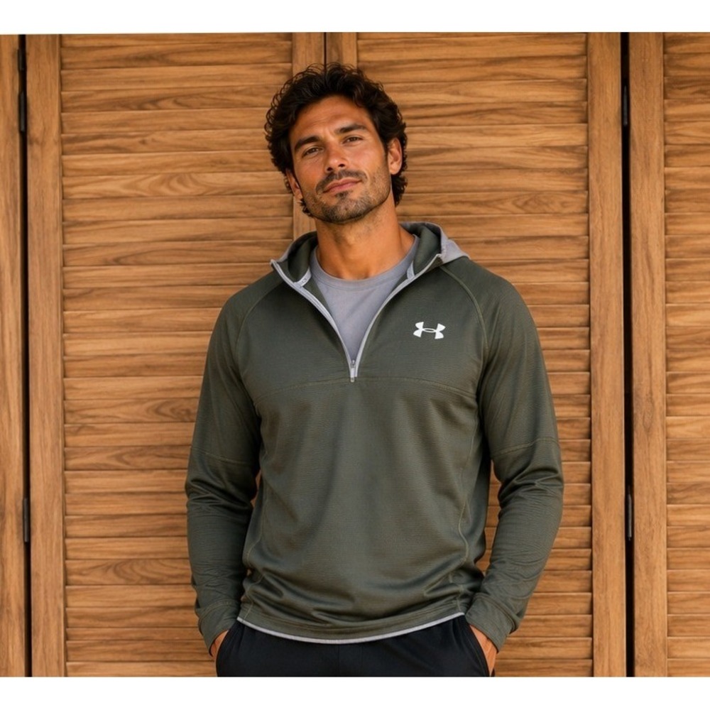 Under Armour Men's Athletic 3/4 Zip Hooded Running Long Sleeve Shirt Hoodie
